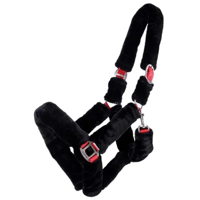 QHP Alaska halster zwart/rood maat:full QHP Alaska halster zwart/rood maat:full