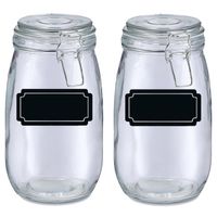 Weckpotten/inmaakpotten - 4x - 1.4L - glas - met beugelsluiting - incl. etiketten - Weckpotten