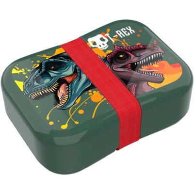 Basic Lunchbox t-rex donkergroen/rood