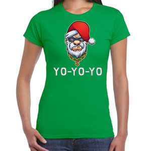 Gangster / rapper Santa fout Kerstshirt / outfit groen voor dames