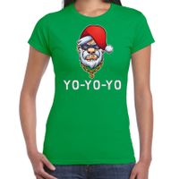 Gangster / rapper Santa fout Kerstshirt / outfit groen voor dames - thumbnail