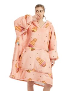 Fleece deken met mouwen & capuchon - ijsjes