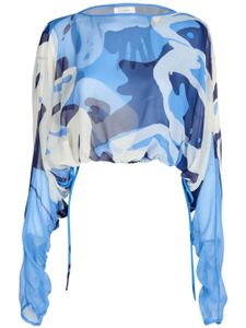 Silvia Tcherassi blouse en soie Marcerata à imprimé graphique - Bleu