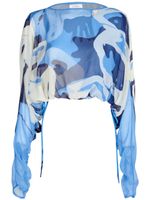 Silvia Tcherassi blouse en soie Marcerata à imprimé graphique - Bleu - thumbnail