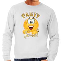 Verkleed sweater voor heren - party time emoji - grijs - themafeesten/carnaval