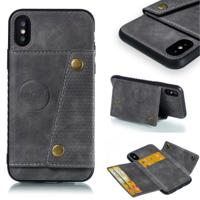 Lederen beschermhoes voor iPhone X & XS (grijs)