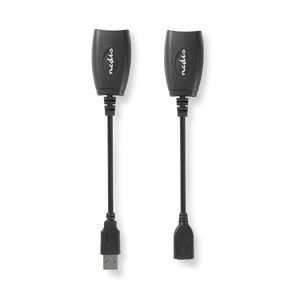 Nedis Actieve USB-Kabel | USB 1.1 | USB-A Male | RJ45 Female | 12 Mbps | 0.20 m | Rond | Vernikkeld | PVC | Koper | Doos - CCGB60EXTBK500