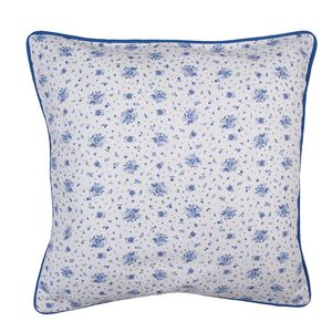 Clayre & Eef Kussenhoes 40x40 cm Wit Blauw Katoen Vierkant Roosjes Blauw