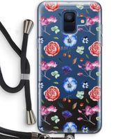 Bloemetjes: Samsung Galaxy A6 (2018) Transparant Hoesje met koord