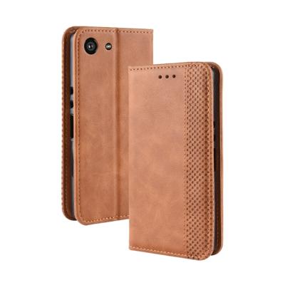 Magnetische Buckle retro Crazy Horse textuur horizontale Flip lederen case voor Sony Xperia ACE SO-02L met houder & kaartsleuven & fotolijstjes (brui