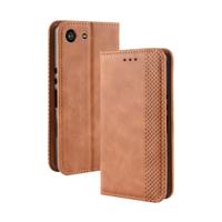 Magnetische Buckle retro Crazy Horse textuur horizontale Flip lederen case voor Sony Xperia ACE SO-02L met houder & kaartsleuven & fotolijstjes (brui