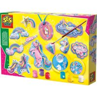 Gieten en schilderen - Eenhoorns - unicorn - sneldrogend - met vormpjes, gips, verf, penseel, glitters, gladstrijkkam en satijnband Gieten en schilderen - Eenhoorns - unicorn - sneldrogend - met vormpjes, gips, verf, penseel, glitters, gladstrijkkam en satijnband