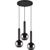 LED Hanglamp - Hangverlichting - Trion Yton - 3 Lichtpunten - E27 Fitting - Rond - Mat Zwart - Metaal