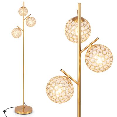 Vloerlamp met 3 Globes Boomlamp met Voetschakelaar 3 E27-Lampvoeten Stevige Metalen Paal Verzwaarde Voet Moderne Vloerlamp