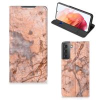 Samsung Galaxy S21 | Standcase | Marmer Oranje Samsung Galaxy S21 | Standcase | Marmer Oranje