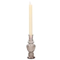 Kaarsen kandelaar Venice - gekleurd glas - helder grijs smoke - D5,7 x H15 cm - kaars kandelaars