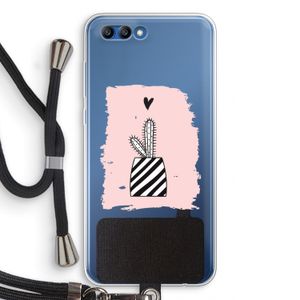 Zwart-wit cactus: Honor 10 Transparant Hoesje met koord