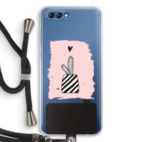 Zwart-wit cactus: Honor 10 Transparant Hoesje met koord