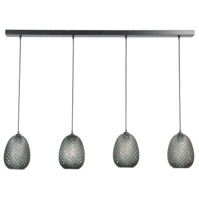 Masterlight Zwarte hanglampPineapple 4-lichts met rookglas - 2291-05-05-130-4