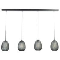 Masterlight Zwarte hanglampPineapple 4-lichts met rookglas - 2291-05-05-130-4