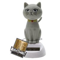 Solar bewegend figuur - Katje/poes - grijs - kunststof - 10 cm - cadeau - dieren Solar bewegend figuur - Katje/poes - grijs - kunststof - 10 cm - cadeau - dieren