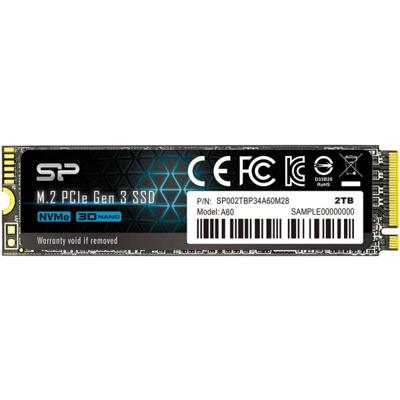 Silicon Power sp002tbp34a60m28 ace a60 ssd, 2 tb, pcie gen3x4, nvme 1.3, slc, 2200/ 1600 mb/s, hmb