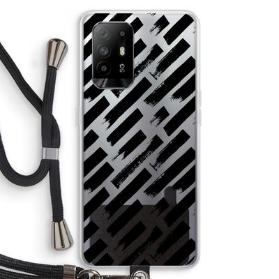 Zwarte vegen: Oppo A95 5G Transparant Hoesje met koord