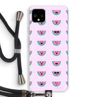 Smiley watermeloenprint: Pixel 4 XL Transparant Hoesje met koord