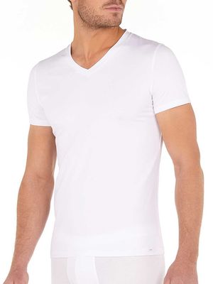 HOM - T-Shirt V-neck - Tencel Soft - wit, Maat:S