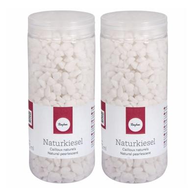 Rayher hobby decoratie steentjes kiezels - 2x kokers - wit - 475 ml - Hobby decoratie stenen