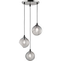 LED Hanglamp 3-lichts Rond - Mat Chroom Rookglas - Aluminium
