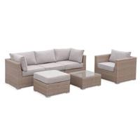 sweeek - Loungeset 5 plaatsen, rond wicker