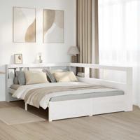 Bed met boekenkast zonder matras grenenhout wit 150x200 cm