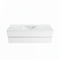 MONDIAZ VICA-DLUX 150cm badmeubel onderkast Talc 2 lades. Inbouw wastafel CLOUD midden zonder kraangat, kleur Opalo.