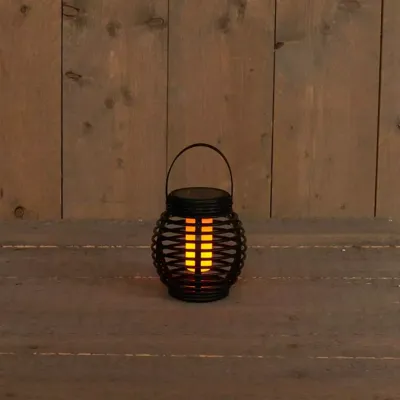 Anna&apos;s Collection Solar lantaarn met vlameffect zwart 15 x 15 cm