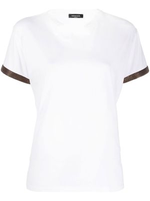 Fabiana Filippi t-shirt en coton à ornements de perles - Blanc