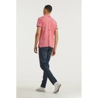A fish named Fred slim fit polo met all over print roze - thumbnail