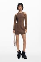 Gecombineerde denim jurk - BROWN - M Gecombineerde denim jurk - BROWN - M