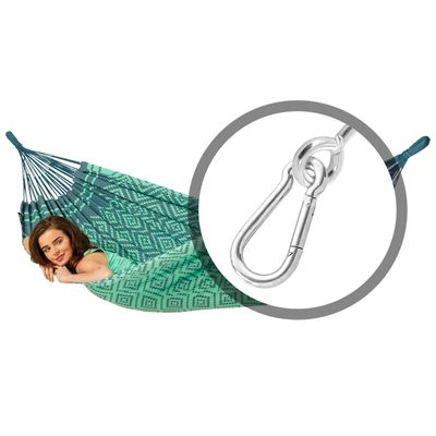 Eenpersoons hangmat met bevestiging - 300x140cm - Blauw - 120kg draagkracht- 100% katoen - binnen & buiten