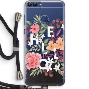 Hello in flowers: Huawei P Smart (2018) Transparant Hoesje met koord