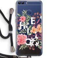 Hello in flowers: Huawei P Smart (2018) Transparant Hoesje met koord