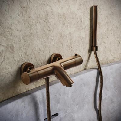 Badkraan SaniClear Antique Stripes | Opbouw | Mengkraan | Incl. Handdouche set | 2-weg | Verouderd messing