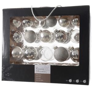 Kerstballen - 42x - zilver - 5-6-7 cm - glas - mat/glans/glitter - kerstversiering