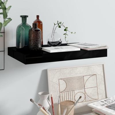 Wandschap zwevend 40x23x3,8 cm MDF hoogglans zwart