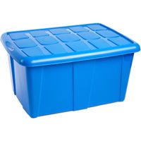 Opslagbox kist van 60 liter met deksel - Blauw - kunststof - 63 x 46 x 32 cm