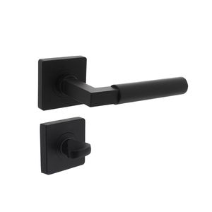 Intersteel Intersteel Deurklink Bau-Stil vierkant rozet met WC slot mat zwart