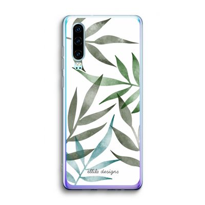 Tropical watercolor leaves: Huawei P30 Transparant Hoesje