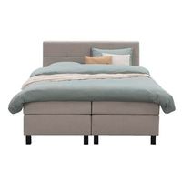 Boxspring Liv geblokt - beige - 180x200 cm - vierkante poot - Leen Bakker - thumbnail