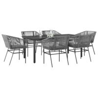 7-delige Tuinset met kussens poly rattan glas grijs
