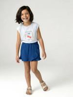 Skort voor meisjes van katoenen gaas felblauw